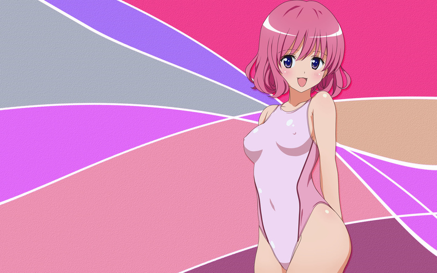 1girl blush breasts female highres momo_velia_deviluke pink_hair short_hair smile solo swimsuit to_love-ru toloveru wallpaper