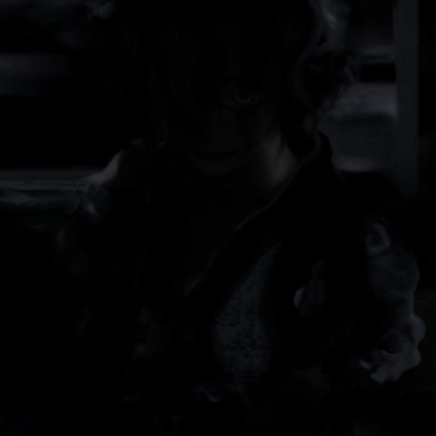 black dark futon_(kitsune_tsuki) highres looking_at_viewer onozuka_komachi short_hair solo touhou upper_body
