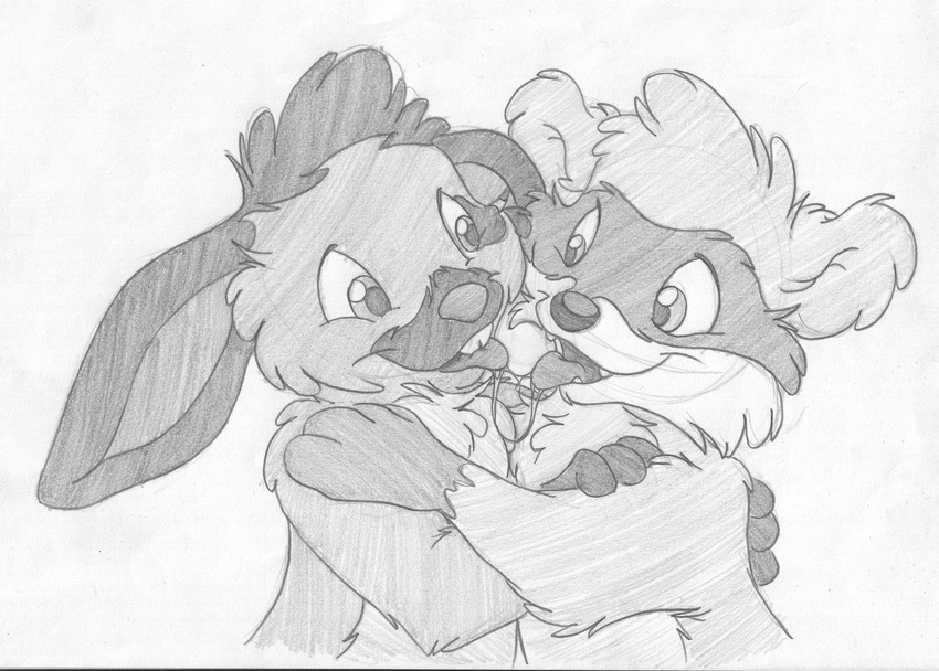 buckteeth clothed clothing cub duo embrace eye_contact greyscale half-dressed kissing lagomorph male male/male mammal mizzyam monochrome open_mouth orgasm pencil_(artwork) penis rabbit raccoon saliva saliva_string shifty_raccoon smile spotted_bunny teeth tongue tongue_out topless traditional_media_(artwork) young