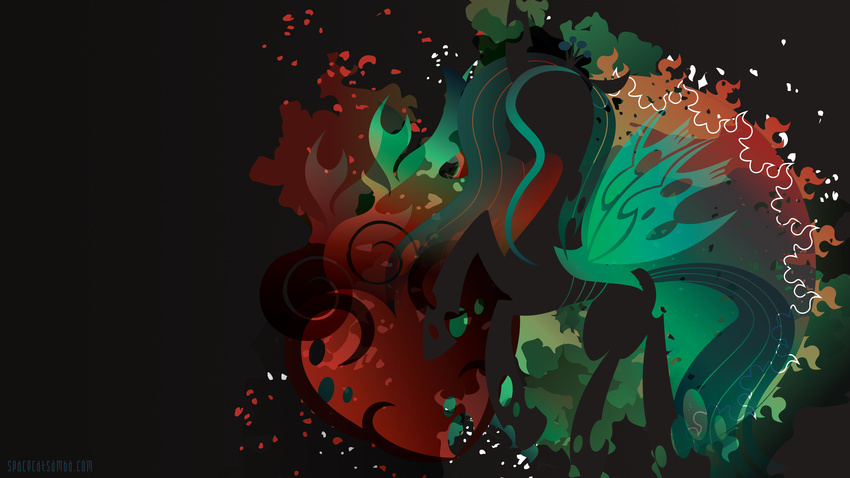 &lt;3 2013 abstract_background changeling friendship_is_magic holes horn my_little_pony queen_chrysalis_(mlp) sambaneko silhouette solo wings