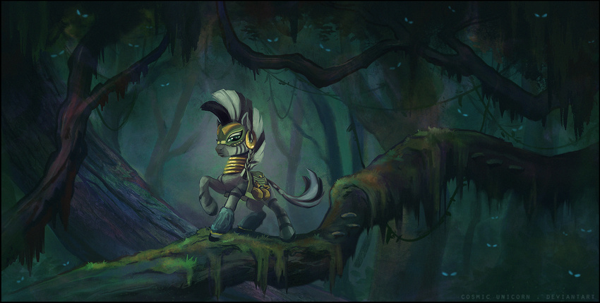 2015 cosmicunicorn female friendship_is_magic gold_(metal) jungle my_little_pony outside piercing stripes zecora_(mlp)