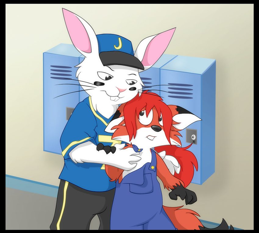 anthro baseball_cap border buckteeth cub digital_media_(artwork) duo female forced grope hat imminent_rape jeremy_studley lagomorph locker male mammal millie mizzyam molest ozy_and_millie public rabbit size_difference teeth uniform whiskers young