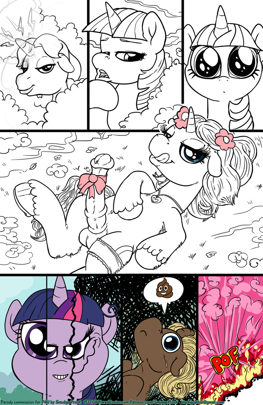 balls comic emoji equine fan_character feces friendship_is_magic hi_res horn horse mammal my_little_pony penis pile_of_poo pony ring sketch smudge_proof sweat thunder_ring trap twilight_sparkle_(mlp) unicorn young