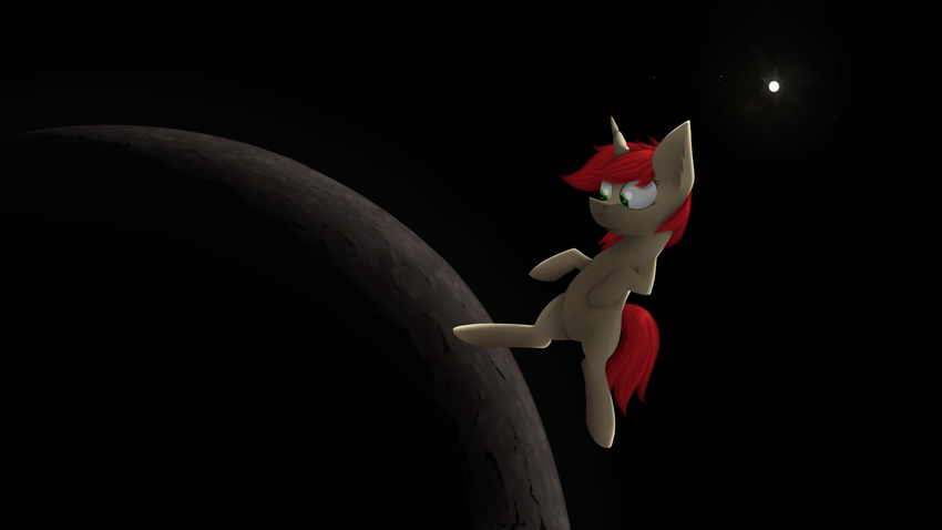 black_background equine female feral hi_res horn mammal marsminer my_little_pony planet simple_background solo space star unicorn velvet_pastry