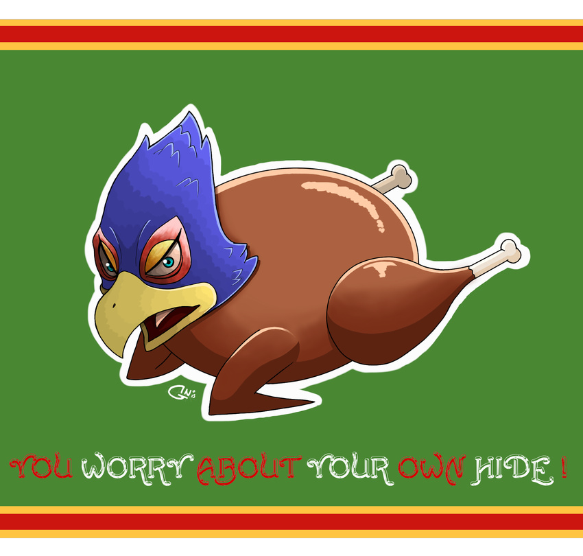 avian bird christmas colored falco_lombardi gorgo_neon hi_res holidays looking_at_viewer nintendo solo star_fox turkey video_games