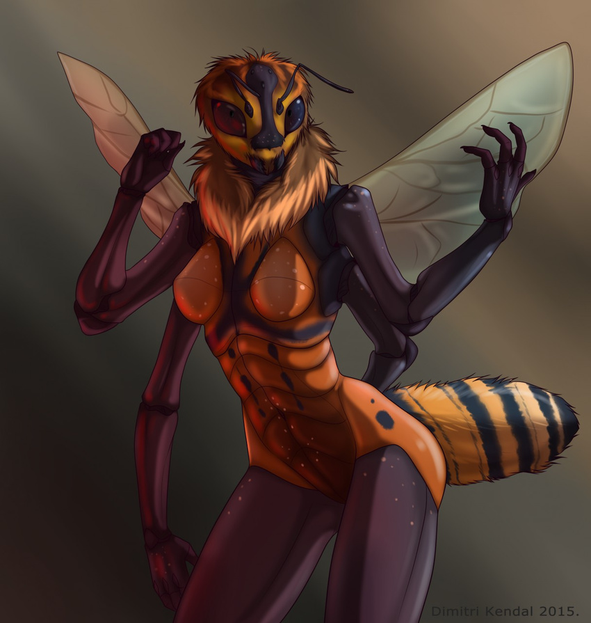 antennae anthro arthropod bee breasts dimikendal101 featureless_breasts featureless_crotch female insect invalid_tag nude simple_background solo standing wings