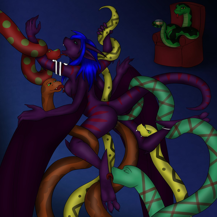 2015 3_toes 5_fingers akhlys anal anal_penetration anklet anthro armband armlet barefoot bat_wings big_feet big_tail big_wings bite blue_hair boa_(character) bound breasts butt chair claws digital_media_(artwork) digitigrade dragon_tail drake_wings drinking ears_back ears_down fangs feet female flat_belly fold_wings forced from_behind gargoyle green_eyes green_sclera hair hair_down hindpaw horn interspecies invalid_tag jewelry licking lizard_tail long_ears long_hair long_tail looking_away looking_pleasured membranous_wings nipple_piercing nipples non-mammal_breasts nude open_mouth oral paws penetration piercing purple_horns purple_nose purple_skin purple_wings pussy_juice rainbow-boa_(artist) rape red_stripes reptile scalie sex shaded simple_background snake snout soles spread_wings straight_hair striped_skin stripes tail_sex talons teeth tentacle_rape tentacles thick_tail tiger_stripes titanium toes tongue tongue_out vaginal vaginal_penetration wavy_hair wing_claws winged_arms wings
