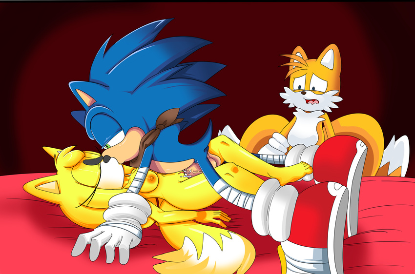 dreamcastzx1 hedgehog mammal miles_prower nude sonic_(series) sonic_boom sonic_the_hedgehog video_games zooey_the_fox
