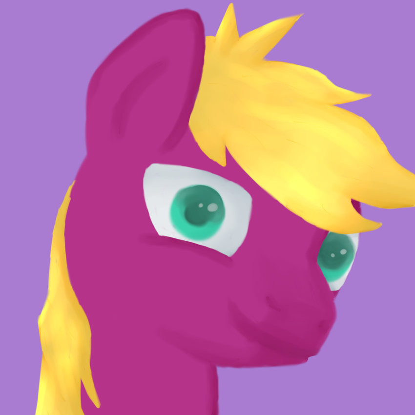 2015 blonde_hair blue_eyes blurry equine fan_character friendship_is_magic fur hair horse looking_at_viewer male mammal my_little_pony omegasarting pony portrait simple_background smile solo