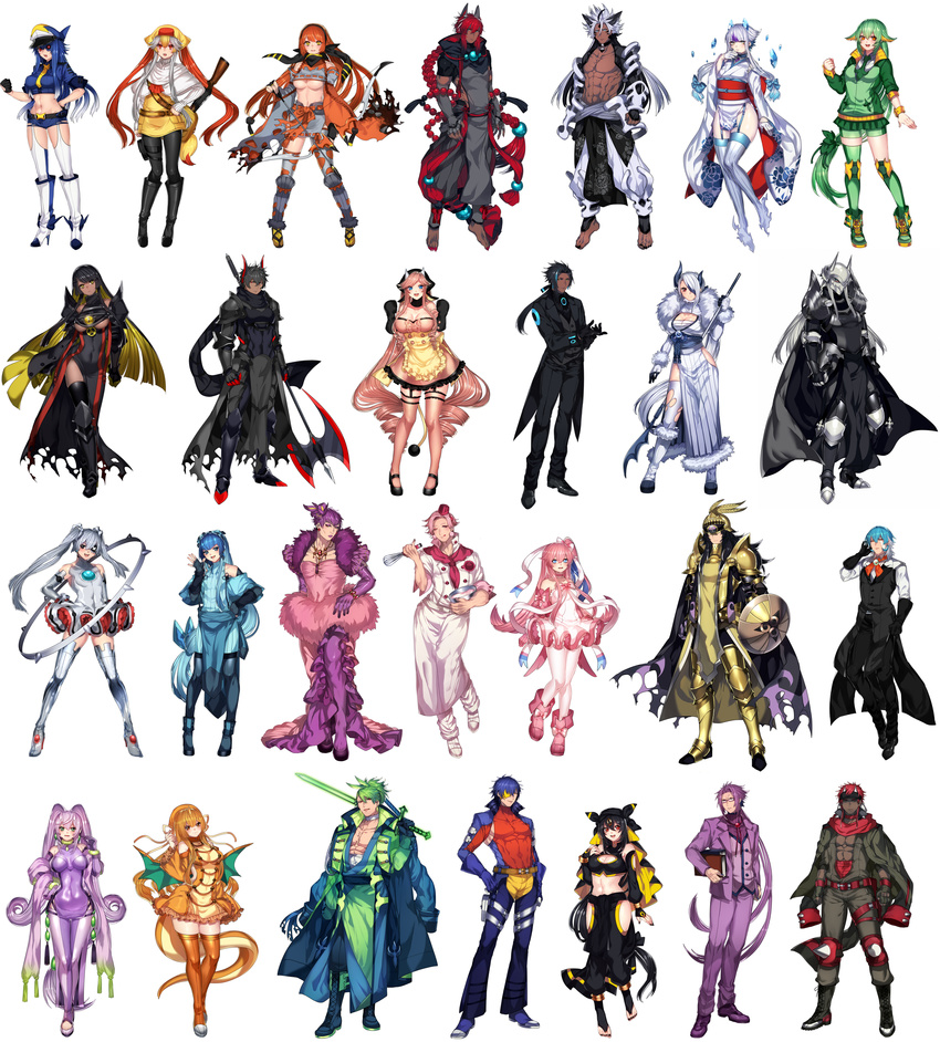 6+girls abs absol absurdres aegislash aggron ahoge alternate_color animal_ears anklet annotated aqua_hair aromatisse axe bad_id bad_pixiv_id bare_chest barefoot beads black_footwear black_gloves black_hair black_legwear blue_eyes blue_footwear blue_hair blue_legwear boots bow bow_(weapon) braid braixen breasts cape chef_uniform cleavage clenched_hand cross-laced_footwear crossed_legs dragon_wings dragonite espeon fingerless_gloves formal front-seamed_legwear froslass full_body fur_trim garchomp gardevoir gen_1_pokemon gen_2_pokemon gen_3_pokemon gen_4_pokemon gen_5_pokemon gen_6_pokemon glaceon glalie gloves goodra green_hair grey_legwear hair_beads hair_bow hair_ornament hair_ribbon hand_on_hip hat helmet highres jacket japanese_clothes jewelry katagiri_hachigou klinklang large_breasts long_hair looking_at_viewer midriff miltank mixing_bowl multicolored_hair multiple_boys multiple_girls muscle nail_polish navel necktie no_panties open_mouth orange_hair orange_legwear over_shoulder pelvic_curtain personification pink_legwear pokemon ponytail pouch purple_footwear purple_gloves purple_legwear rampardos red_eyes red_hair ribbon scarf sceptile seamed_legwear serperior sharpedo shield shiny_pokemon shoes side-seamed_legwear skirt slurpuff standing suit sword sylveon tail thigh_boots thighhighs toe_ring toeless_legwear toenail_polish torn_cape track_jacket transvestite twintails two-tone_hair umbreon underboob very_long_hair watson_cross weapon whisk white_background white_footwear white_gloves white_hair wings yellow_eyes zoroark