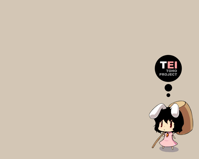 :&lt; animal_ears black_hair blueberry_(5959) bunny_ears chibi inaba_tewi mallet short_hair solo touhou wallpaper