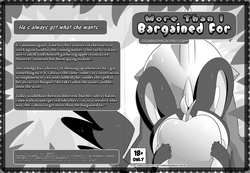 comic cover emolga excadrill food fruit monochrome nintendo pok&eacute;mon tom_smith video_games