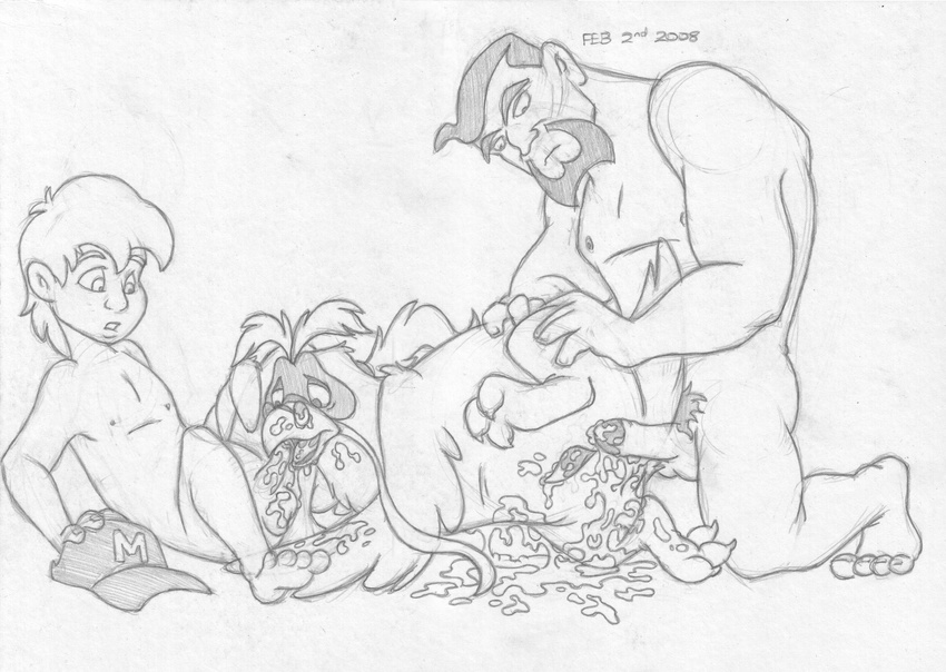 2008 absurd_res age_difference anal animal_genitalia anthro arm_around_leg avian barefoot baseball_cap beard cum eyewear facial_hair fellatio genital_slit glasses group group_sex hat hi_res human human_on_anthro humanoid_penis interspecies looking_down male mammal max_(mighty_max) messy mighty_max mizzyam monochrome muscular nipples norman_(mighty_max) nude one_leg_up oral oral_penetration pencil_(artwork) penetration penis pubes pull_out reclining retracted_foreskin sex side_view sitting size_difference sketch slit small_penis solo spread_legs spreading tapering_penis threesome traditional_media_(artwork) uncut virgil_(mighty_max) winged_arms wings