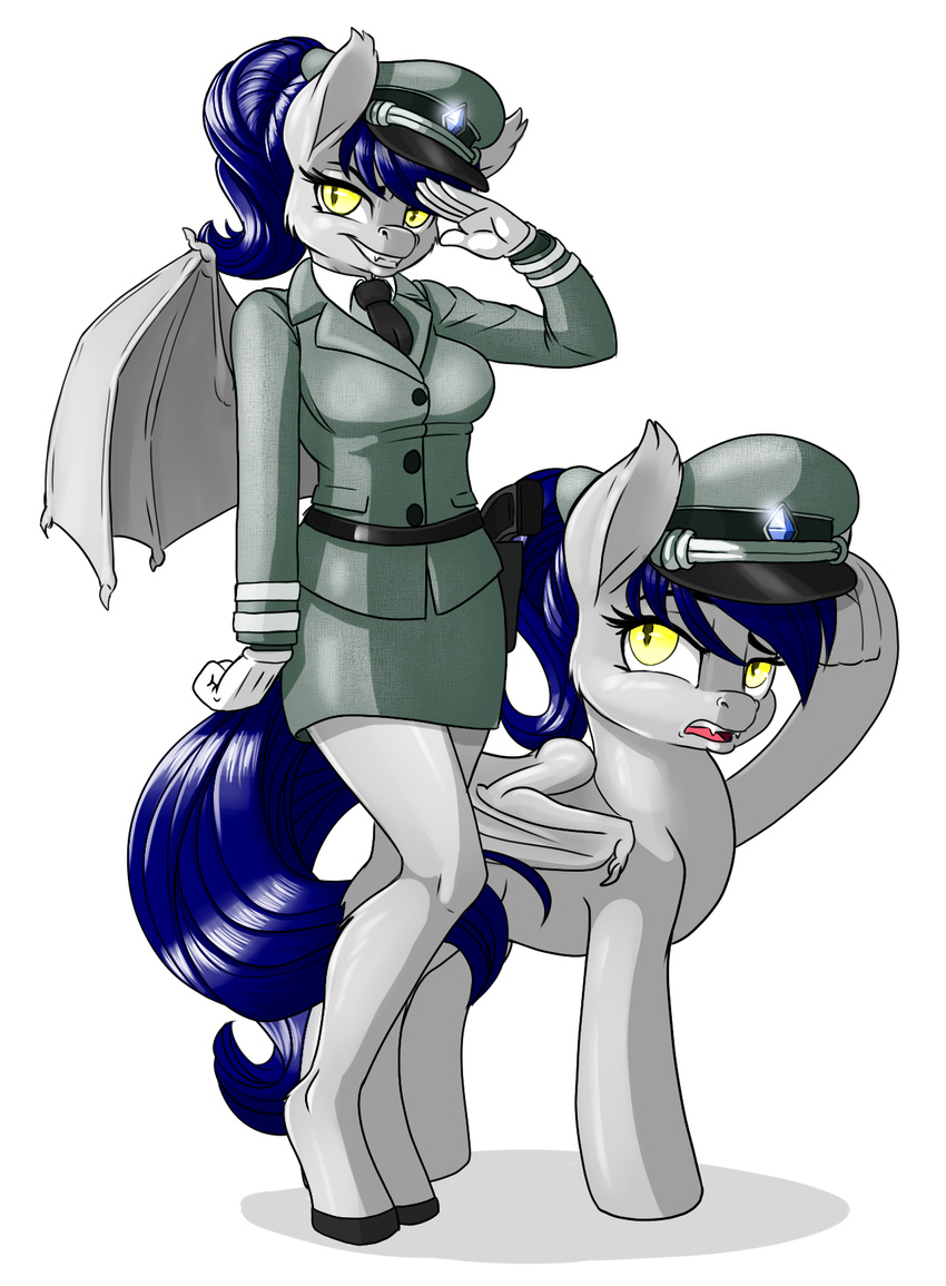 2015 alpha_channel anthro bat_pony clothing fan_character female feral hi_res my_little_pony pusspuss salute square_crossover uniform