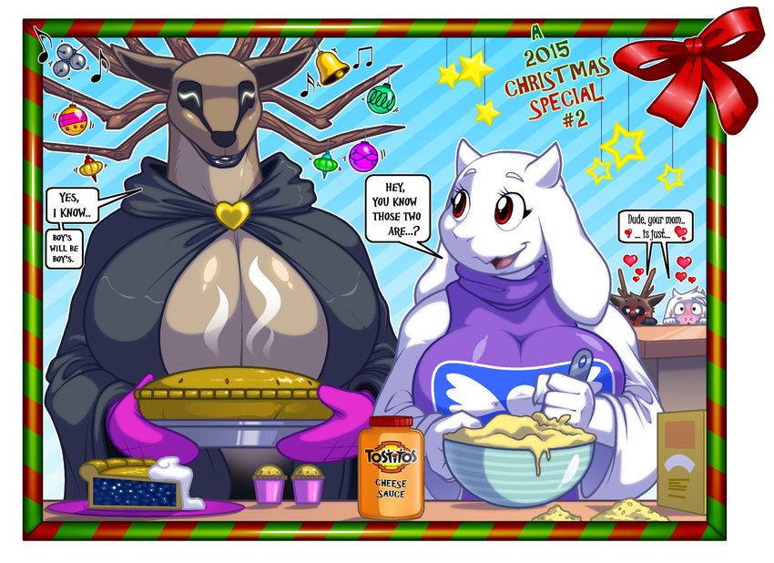 big_breasts breasts caprine cervine deer dialogue english_text eyes_closed female goat horn huge_breasts mammal open_mouth smile specimen_8 spooky's_house_of_jump_scares text tongue toriel undertale video_games walter_sache