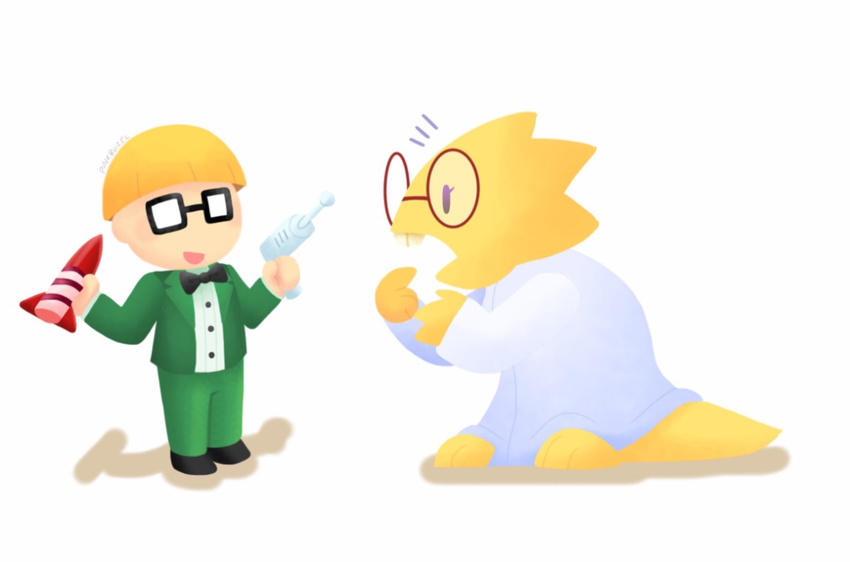 alphys blonde_hair cute earthbound_(series) eyewear glasses hair jeff_(earthbound) rocket undertale video_games