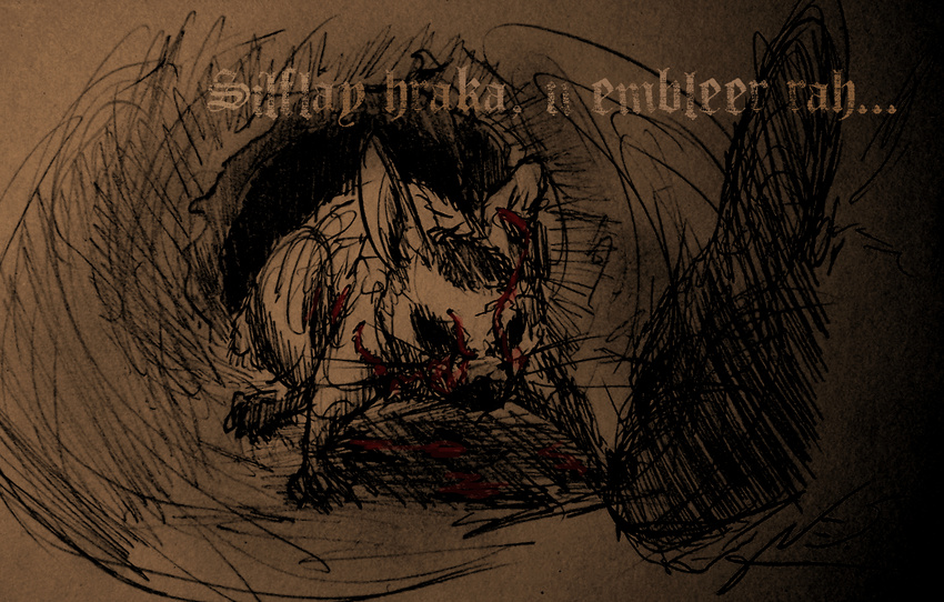 bigwig blood confrontation dark determination fiction holt5 insult lagomorph long_ears mammal monochrome rabbit scratches subterranean thlayli tunnel watership_down woundwort