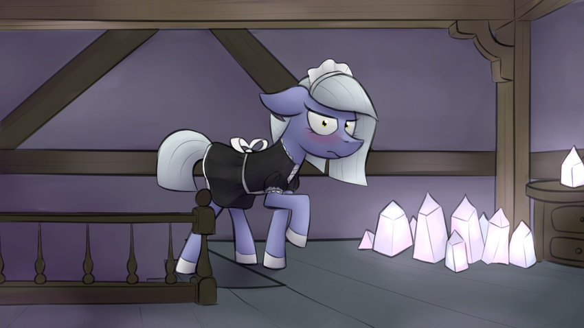 blush clothing female limestone_pie looking_at_viewer maid maid_uniform marsminer my_little_pony solo uniform