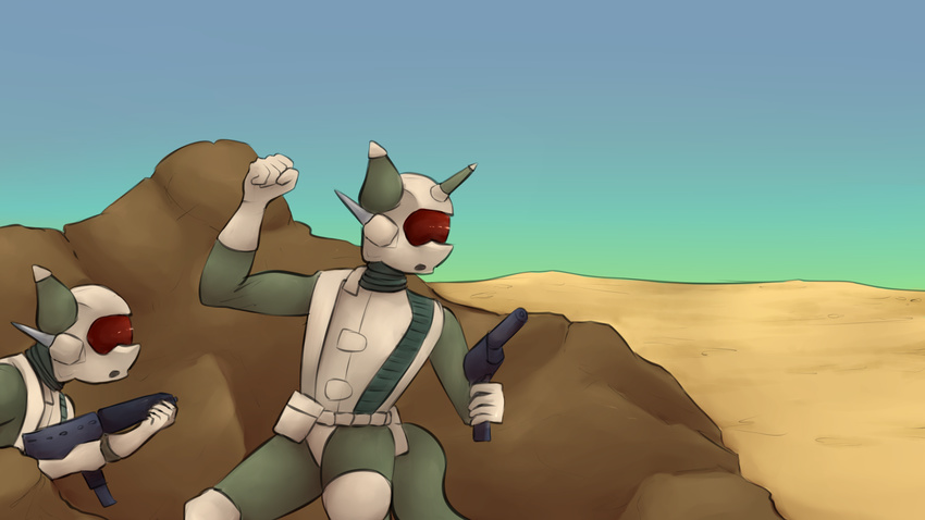 2015 anthro armor blue_sky day desert digital_media_(artwork) duo equine hi_res horse mammal marsminer my_little_pony open_mouth outside pony sand sky