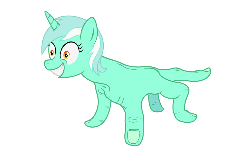 2013 alpha_channel equine female feral friendship_is_magic fur green_fur hair hi_res horn klystron2010 lyra_heartstrings_(mlp) mammal multicolored_hair my_little_pony red_eyes simple_background smile solo transparent_background unicorn what what_has_science_done where_is_your_god_now
