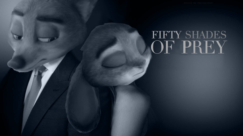back_to_back cheesecaked clothing crossover disney dress edit fifty_shades_of_grey judy_hopps monochrome necktie nick_wilde parody photo_manipulation wallpaper zootopia