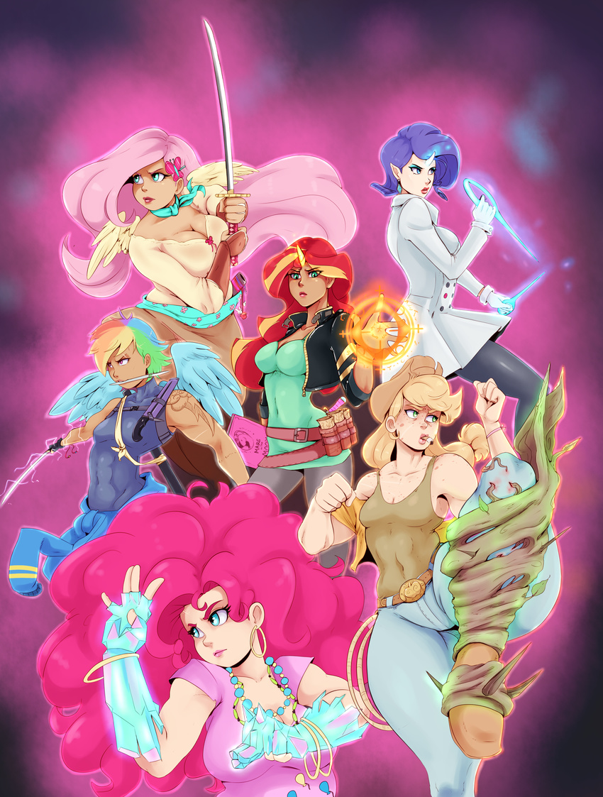 2016 applejack_(mlp) big_breasts breasts cleavage clothed clothing equestria_girls equine female fluttershy_(mlp) friendship_is_magic group horn human humanized humanoid mammal my_little_pony pegasus pinkie_pie_(mlp) rainbow_dash_(mlp) rarity_(mlp) sundown_(artist) sunset_shimmer_(eg) unicorn winged_humanoid wings