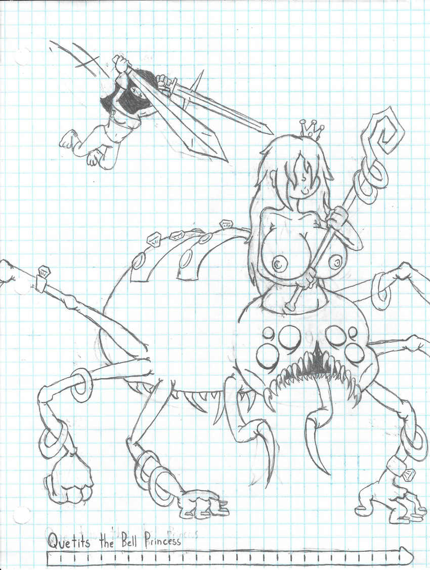 arachnid arthropod big_breasts boss_monster breasts dark_souls fan_character female huge_breasts insanity1121_(artist) melee_weapon monster princess queetits_the_bell_princess_(insanity1121) royalty sword undertale video_games weapon