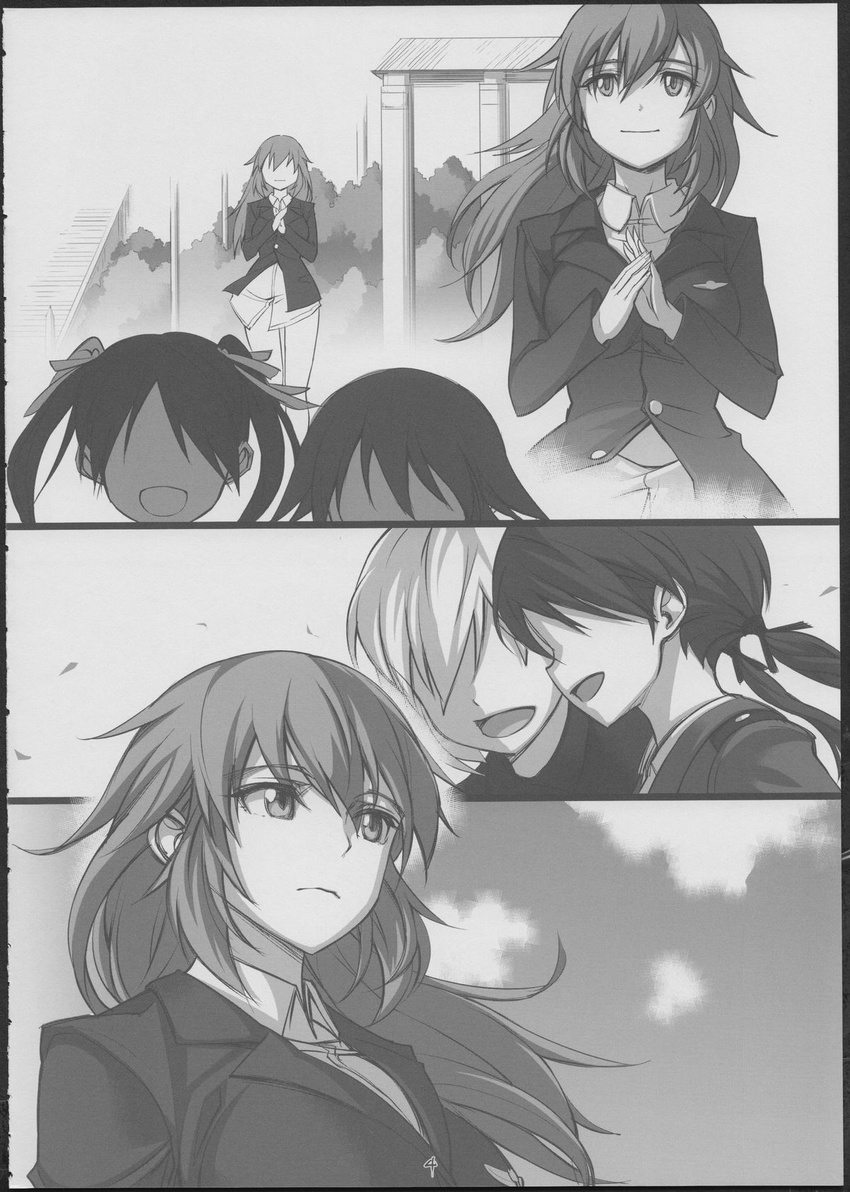 comic doujinshi francesca_lucchini greyscale highres imageboard_sample jpeg_artifacts michairu monochrome non-web_source strike_witches world_witches_series