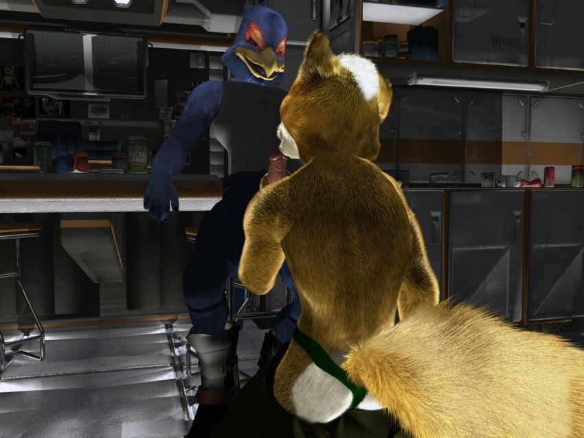 canine clothing falco_lombardi fox fox_mccloud imago lick_cock licking_tip mammal nintendo penis star_fox thong underwear video_games