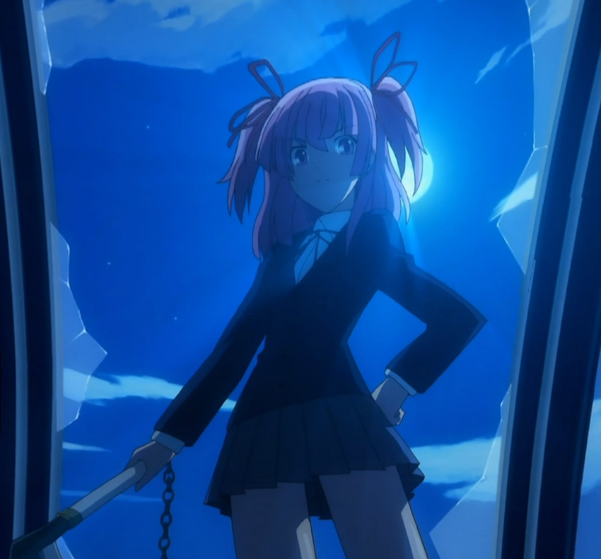 chain kampfer moon non-web_source school_uniform screencap scythe solo stitched third-party_edit ueda_rika