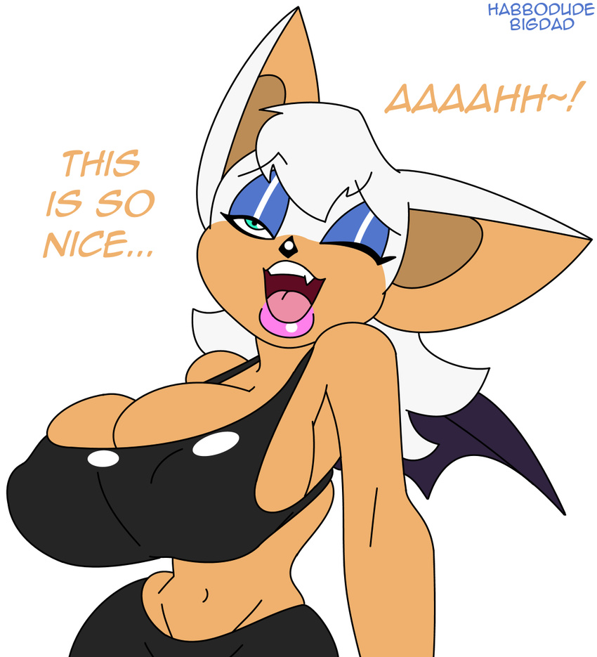 2016 anthro bat big_breasts bigdad breasts cleavage clothed clothing female habbodude huge_breasts mammal rouge_the_bat smile solo sonic_(series)