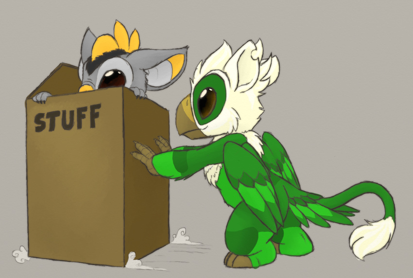 alien alternate_species anthro barefoot beak box cardboard_box disney duo english_text experiment_(species) fan_character lilo_and_stitch male nude ovni petrock pushing standing text thundersong