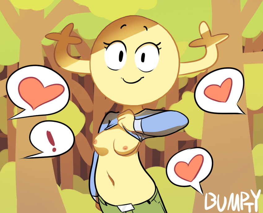 &lt;3 breasts bumpty clothing female horn looking_at_viewer navel penny_fitzgerald shapeshifter shirt shirt_lift smile solo standing the_amazing_world_of_gumball