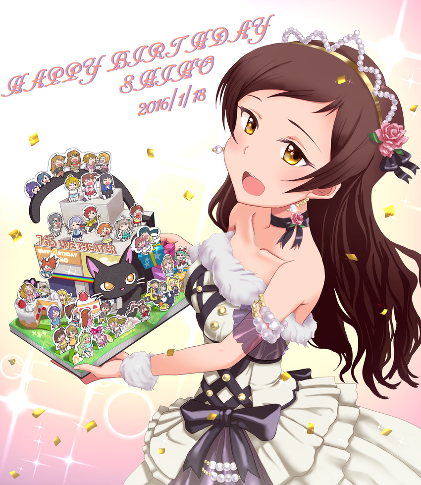 6+girls ahoge baba_konomi black_hair blonde_hair blue_hair book brown_hair cake cat character_name chibi closed_eyes dated emily_stewart everyone food fukuda_noriko glasses green_hair grey_hair hairband hakozaki_serika handa_roko happy_birthday highres himetsuba ibuki_tsubasa idolmaster idolmaster_million_live! julia_(idolmaster) kasuga_mirai kinoshita_hinata kitakami_reika kitazawa_shiho kousaka_umi long_hair low_twintails maihama_ayumu makabe_mizuki matsuda_arisa miyao_miya mochizuki_anna mogami_shizuka momose_rio multiple_girls nagayoshi_subaru nakatani_iku nanao_yuriko nikaidou_chizuru nonohara_akane one_eye_closed one_side_up oogami_tamaki open_mouth orange_hair pink_hair ponytail red_hair ribbon run_p_(aveton) satake_minako shimabara_elena shinomiya_karen short_hair side_braids side_ponytail smile suou_momoko takayama_sayoko tanaka_kotoha tenkuubashi_tomoka tokoro_megumi tokugawa_matsuri toyokawa_fuuka twintails yabuki_kana yokoyama_nao