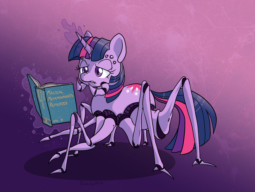 2014 arachnid arthropod book cutie_mark equine female friendship_is_magic horn hybrid mammal multi_limb multiple_eyes multiple_legs my_little_pony solo spider tehflah twilight_sparkle_(mlp) unicorn