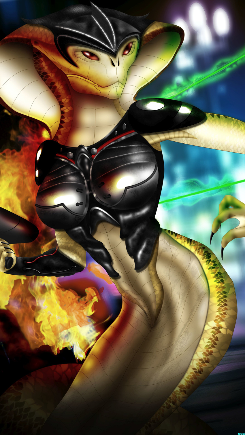 alien armor breasts cobra female gggdemon helmet naga red_eyes reptile scalie snake solo video_games viper_(x-com) x-com