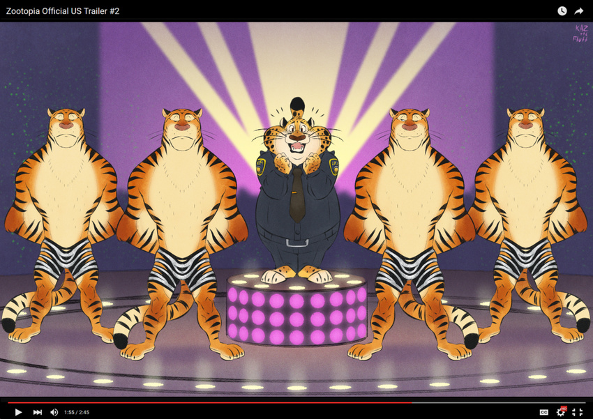 benjamin_clawhauser disney feline male mammal stripper_tiger_(zootopia) tiger zootopia