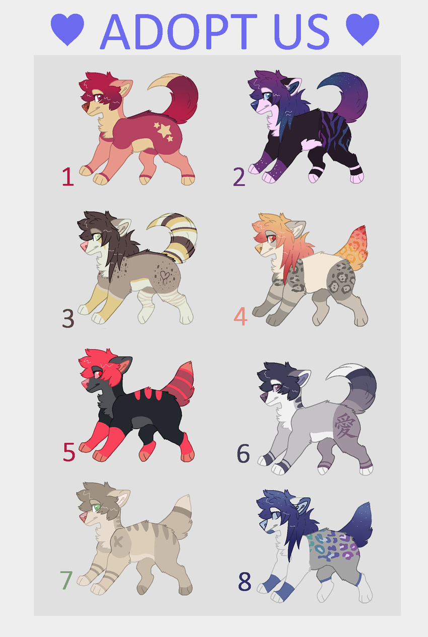 2016 adopt adoptables blue_eyes blue_hair canine chibi cub cute design fur galaxy hair help invalid_tag looking_at_viewer mammal money simple_background smile young