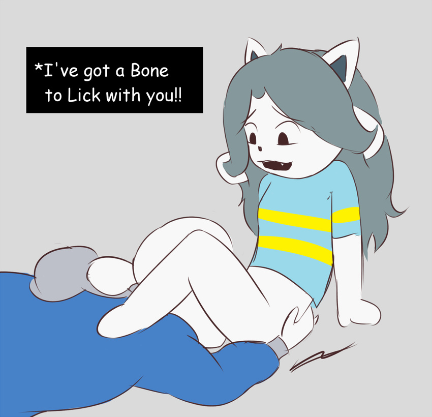 bone bottomless canine cat clothing cunnilingus dog feline female hoodies jokes kamperkiller_(artist) male mammal oral sans sex shirt skeleton tem temmie_(undertale) undertale vaginal video_games