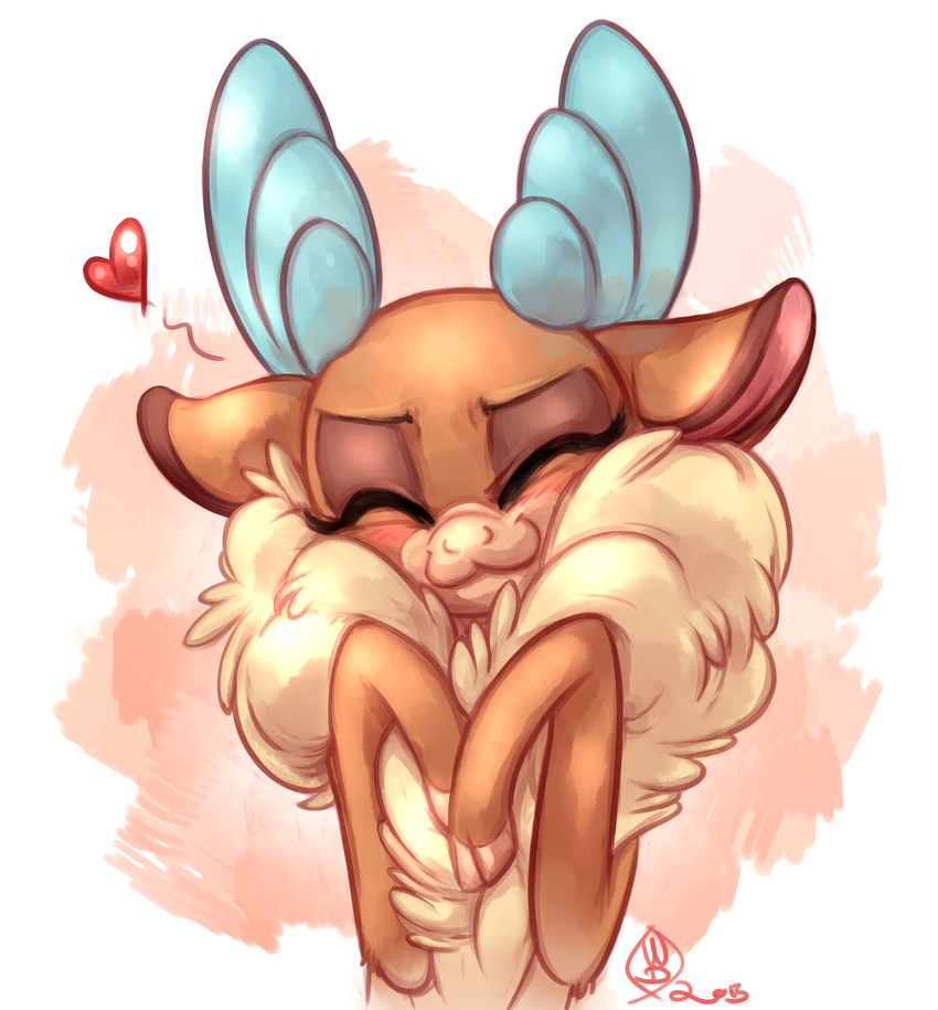 &lt;3 :3 blush cervine chest_tuft cute deer fluffy fur fuzzy happy mammal one_eye_closed reindeer smile solo them's_fightin'_herds tuft velvet_reindeer_(tfh) whitediamonds