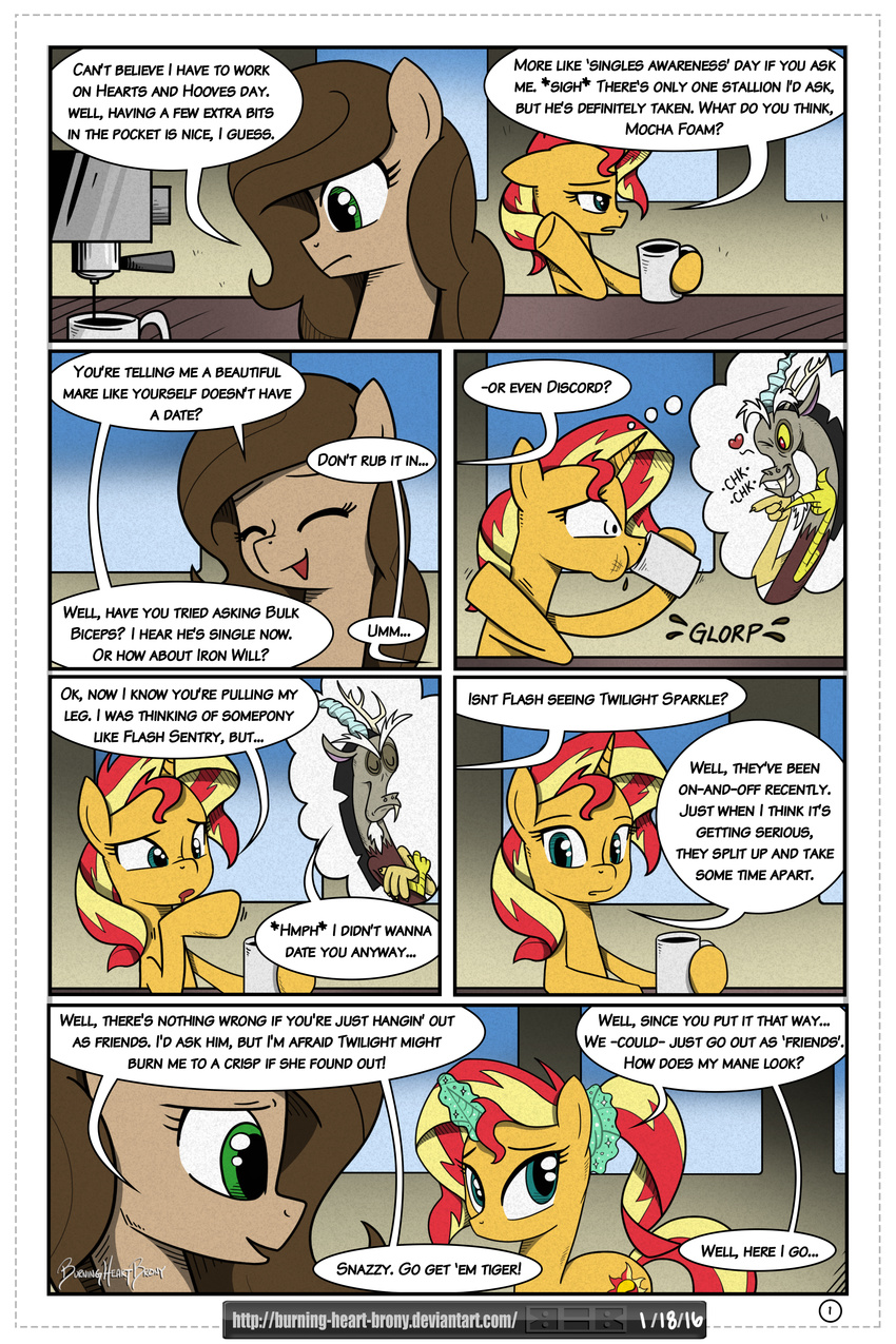 2016 beverage burning-heart-brony coffee comic cup dialogue discord_(mlp) english_text equestria_girls equine fan_character female food friendship_is_magic horn horse mammal my_little_pony pony ponytail sunset_shimmer_(eg) text unicorn