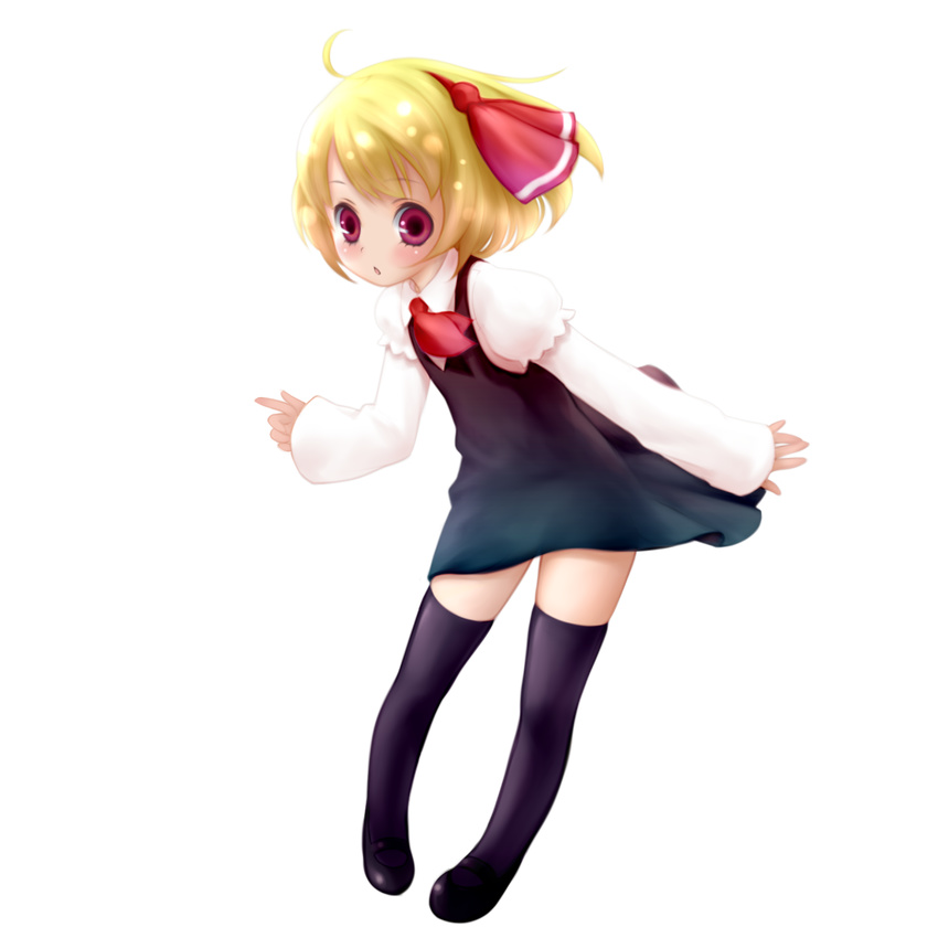 blonde_hair full_body hair_ribbon highres red_eyes ribbon rumia short_hair solo thighhighs touhou transparent_background yori_(shitsuon)