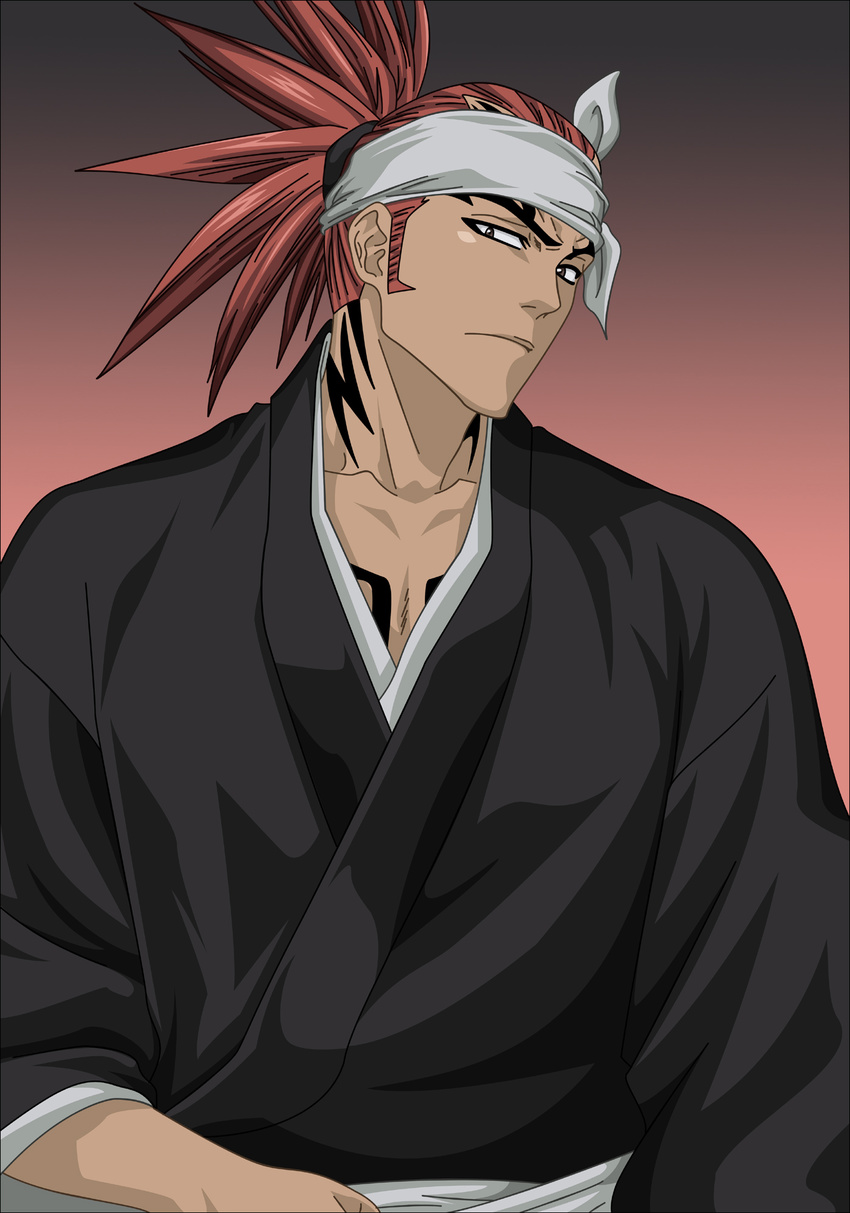 abarai_renji bad_id bad_pixiv_id bleach highres male_focus morrow_(hitodama-x) red_hair solo tattoo