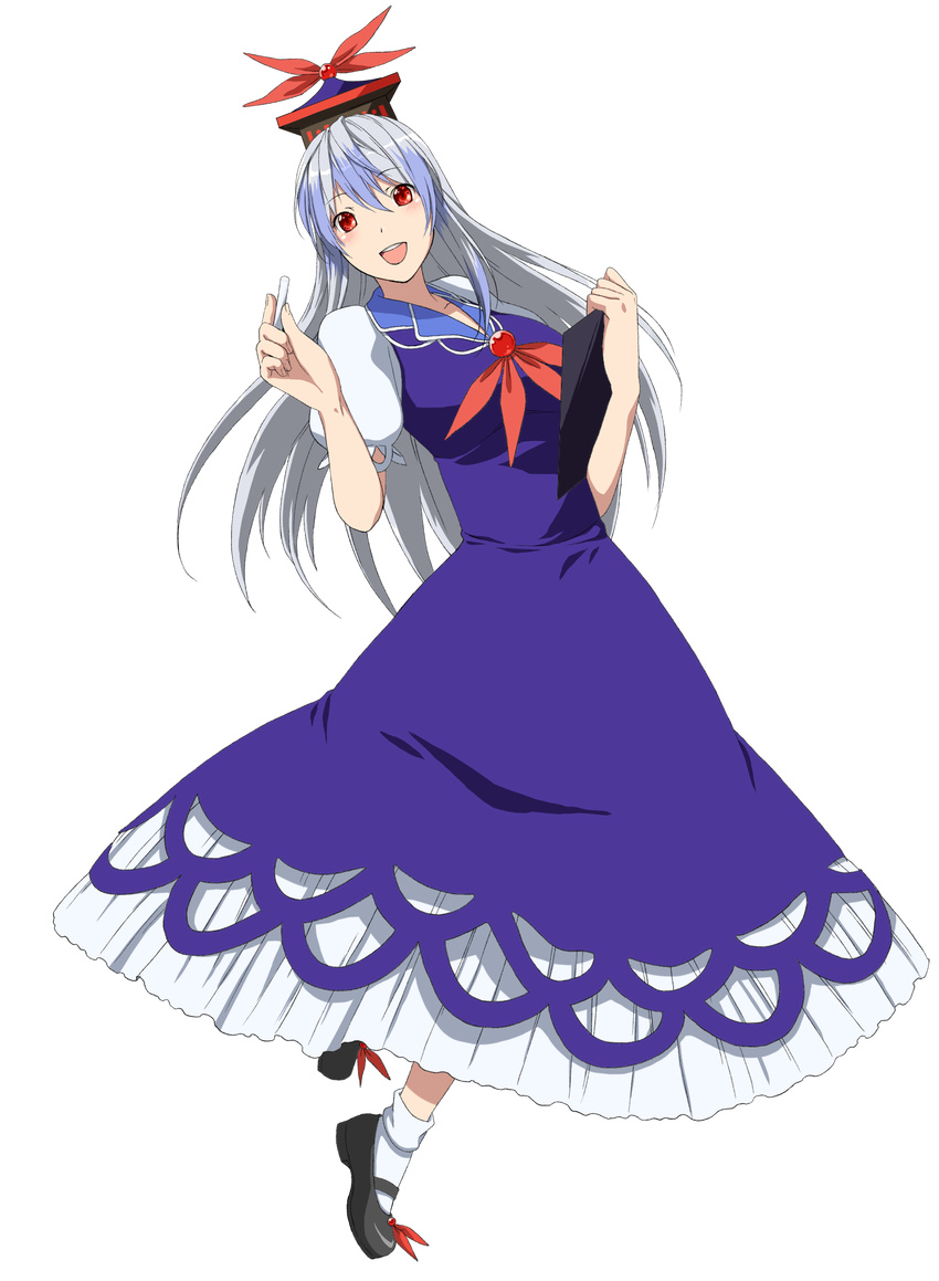 absurdres bad_id bad_pixiv_id blue_hair full_body hat highres inuzuka_bouru kamishirasawa_keine long_hair red_eyes solo touhou transparent_background