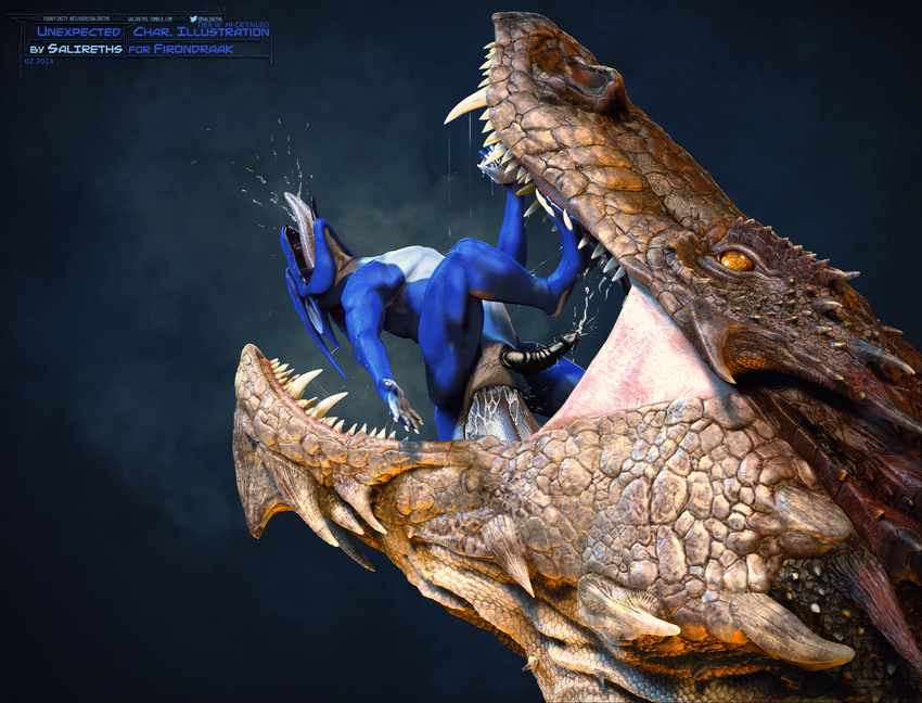 2014 3d_(artwork) abdominal_bulge all_the_way_through ambiguous_gender anal anal_penetration animal_genitalia anthro anus blue_scales butt cgi claws cum deep_rimming digital_media_(artwork) dragon dripping drooling duo erection extreme_penetration eyes_closed feral firondraak genital_slit hi_res horn huge_penetration large_penetration leaking lizard male nude open_mouth oral oral_vore orgasm penetration penis reptile rimming salireths saliva scales scalie sex sharp_teeth simple_background size_difference slit smaller_male smaug soft_vore stretching teeth the_hobbit tongue tongue_out vore yellow_eyes