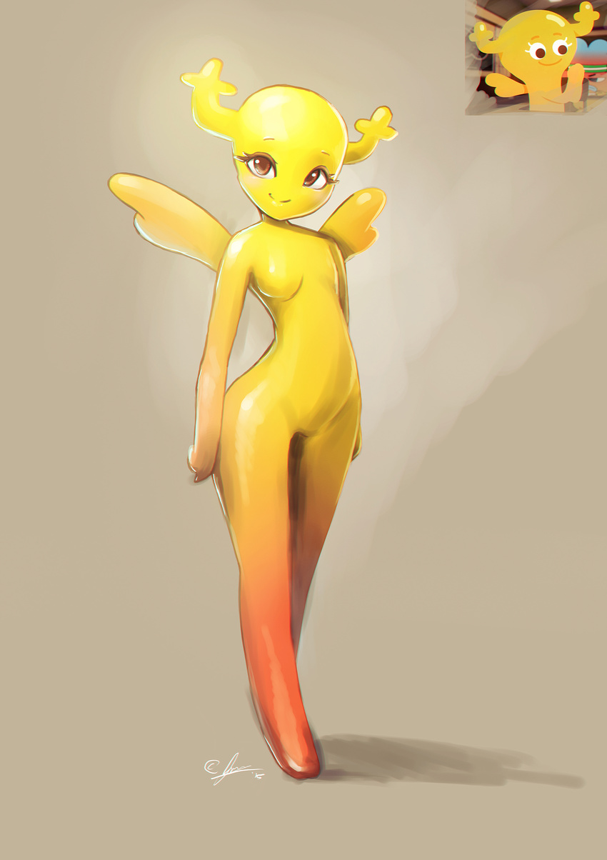 absurd_res adry53 breasts comparison female hi_res horn looking_at_viewer penny_fitzgerald shapeshifter smile solo standing the_amazing_world_of_gumball wide_hips wings