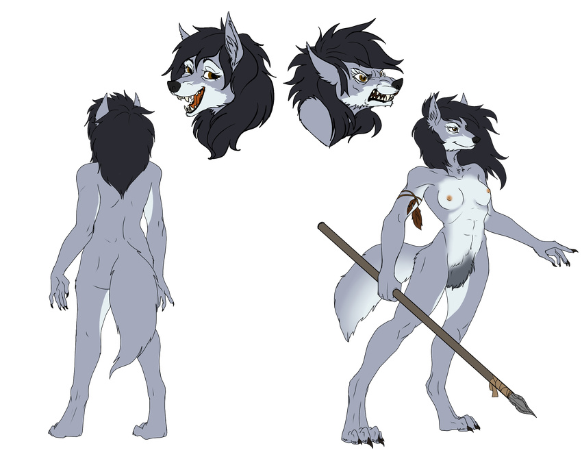 angry breasts bush canine female hairy happy mammal melee_weapon model_sheet muscular nude polearm pubes rubella_the_worgen small_breasts spear video_games warcraft weapon were werewolf worgen