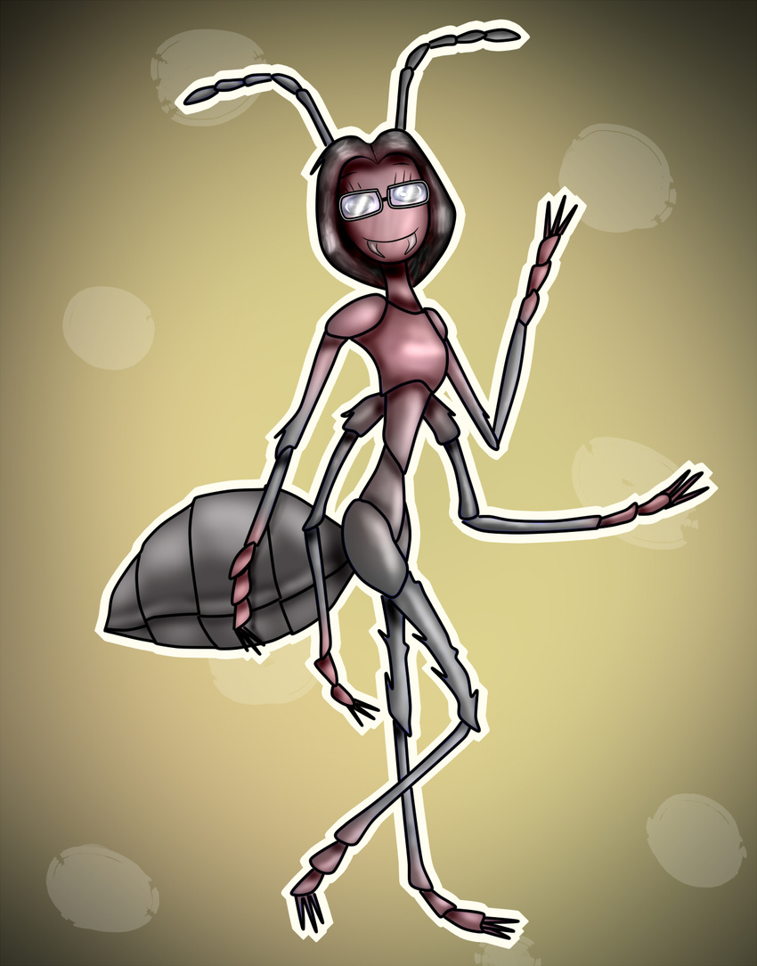 2016 ant anthro arthropod colored digital_media_(artwork) female insect jaxneesen looking_at_viewer simple_background smile solo