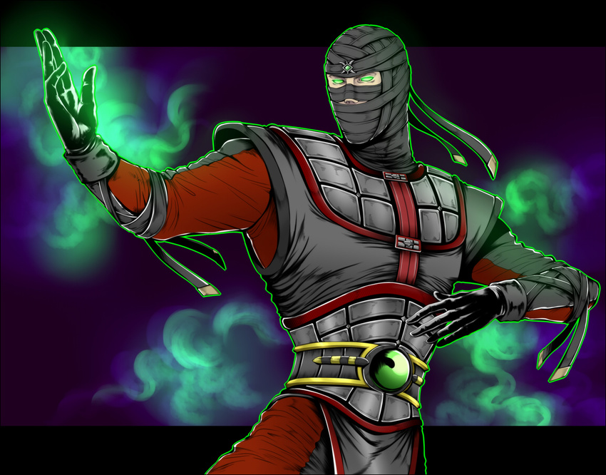 ermac gloves glowing glowing_eyes green_eyes mask mortal_kombat ninja shiemasu solo