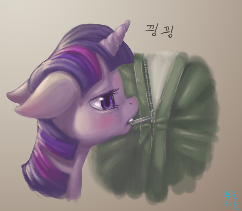 2014 clothing equine female feral friendship_is_magic fur gradient_background hair hi_res horn mammal mrs1989 multicolored_hair my_little_pony purple_eyes purple_fur simple_background solo twilight_sparkle_(mlp) unicorn unzipping window zipper